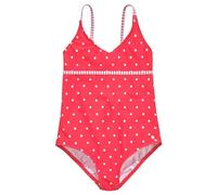 Badeanzug S.OLIVER "Audrey Kids", Kinder, Gr. 134/140, N-Gr, rot (rot, weiß), Polyamid, gepunktet, gestreift, Badeanzüge Badeanzug, im Punkte-Streifen-Mix (67409049-134) rot, weiß