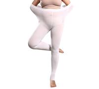 Weiß Tanzstrumpfhosen Damen Strumpfhosen Samt Große Größen Bauchweg Strumpfhose, Damen Strumpfhose Plus Größen hohe Taille halb transparent Stretch Leggings fürs Ballett Gymnastik Sport (WH2, M)