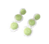 Weiße Baumelnde Tropfenohrringe für Frauen Drei Blumen Sommer Handgefertigt Geflochten Rattan Raffia Bohemia Strand Urlaub Statement Ohrringe Festival Accessoires