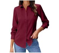 Weiße Bluse Damen,Business Bügelfrei Langarmshirt Einfarbig Tops Baumwolle Oberteile Knitterfreies Hemdbluse Regular Fit Oberhemden Frauen Unifarben Stretch Freizeithemden Businesshemd Anzug Hemd