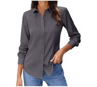Weiße Bluse Damen,Business Bügelfrei Langarmshirt Einfarbig Tops Baumwolle Oberteile Knitterfreies Hemdbluse Regular Fit Oberhemden Frauen Unifarben Stretch Freizeithemden Businesshemd Anzug Hemd