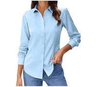Weiße Bluse Damen,Business Bügelfrei Langarmshirt Einfarbig Tops Baumwolle Oberteile Knitterfreies Hemdbluse Regular Fit Oberhemden Frauen Unifarben Stretch Freizeithemden Businesshemd Anzug Hemd