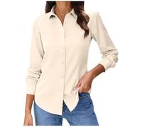 Weiße Bluse Damen,Business Bügelfrei Langarmshirt Einfarbig Tops Baumwolle Oberteile Knitterfreies Hemdbluse Regular Fit Oberhemden Frauen Unifarben Stretch Freizeithemden Businesshemd Anzug Hemd