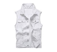 Weiße Jeansweste für Herren lässige Vintage Biker Cowboy Weste Retro zerrissene ärmellose Denim Gilet Street Punk Style Jacke Top