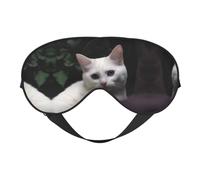Weiße Katze, doppelseitige weiche Verdunkelungs-Augenmaske, Entspannung, Nulldruck, Nachtschlaf-Augenmaske