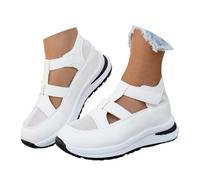 weiße keilsandalen damen, Sandalen Vorne Geschlossen Damen Orthopädische Plateau Trekkingsandalen mit Keilabsatz Waschbare Sommerschuhe Keilsandalen Breite Füße Bequeme Wandersandale, Weiß, 40