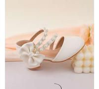 Weiße Kleiderschuhe mit Perlen, geeignet für Mädchen & Kinder, modische High Heels oder Absätze für Abendkleider, Aufführungen, Hochzeiten, Partys, sü