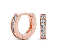 Weiße Kubische Zirkonia CZ Im Kanal Gefasste Kleine Huggie Creolen Für Frauen Rosévergoldet .925 Sterlingsilber