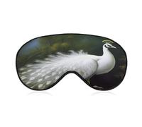 Weiße Pfauen-Augenmaske, seitliche Schlafmaske, leichte Augenbinde, Schlafmaske, Nasenpolster und Gummiband für Kinder, Frauen und Männer