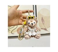 (Weiße Prinzessin) Weicher und kuscheliger Duffy-Bär-Plüschtier-Schlüsselanhänger, perfekt für Mädchentaschen