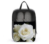 Weiße Rose Schuhtasche Reise-Schuh-Organizer Wasserabweisender Schuhbeutel mit Reißverschluss, Sneaker-Staubbeutel, grau, Einheitsgröße, modern, grau, Einheitsgröße, Modern