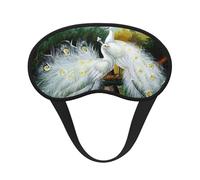 Weiße Schlafmaske mit Pfauen-Druck, Augen-Schlafmaske für Damen und Herren, für totale Dunkelheit, reduziert geschwollene Augenmaske