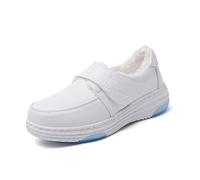 Weiße Stillschuhe Aus Plüsch Mit Luftkissen Für Damen Zum Hineinschlüpfen Verstellbar Aus Leder, Buffer Abwischbare Rutschfeste Orthopädische Krankenhaus Plateau Turnschuhe(White blue,36 EU)