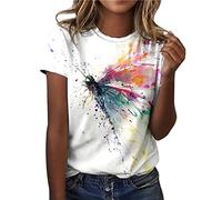 Weiße Tshirts Damen Große Größen Kurzarm Rundhals Hemd Bluse Mode Motiv Shirt Sommer Oberteile Teenager Mädchen Festliche T-Shirt Lose Sommershirt Baumwolle Tops