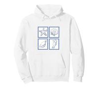 Weiße und Blaue Muschel-Seestern Ocean Sea Beach Pullover Hoodie