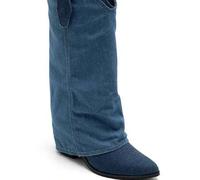 Weiße Western-Stiefel mit spitzen Zehen und abgeschrägten Absätzen - Überarbeiteter Cowgirl-Stil