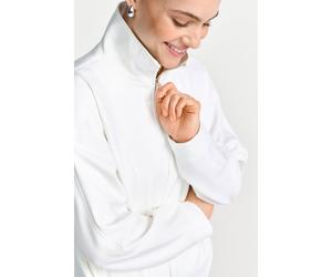 Weiße Zip-Jacke mit Stehkragen M pearl white