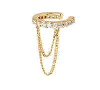 Weiße Zirkonia-Pavé-Ketten-Quasten-Ohrmanschetten für Frauen, nicht durchbohrt, ovale Kristall-Kronenform, Clip-Ohrringe, attraktive Verarbeitung