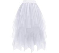 weißer tüllrock Damen weiß,Tüllrock Lang Damen Große Größen Puffy Tütü Rock Tüll Röcke Unregelmäßiger A-Linie Mit Elastische Hohe Taille, Karneval Feen Kostüm