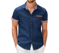 weisses Hemd männer Kurzarm Herren jeanshemd Hemden Herren Kurzarm bügelfrei Kurzarmhemd Herren 4XL Hemd leinen Sommer Shirts weiße Shirts Herren weißer Anzug Herren Herren Hemd