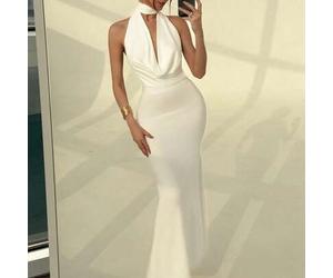 Weißes Hochzeitssaison Kleid mit drapiertem Ausschnitt, figurbetonter Meerjungfrau-Silhouette, sexy, elegant, rückenfrei, lang für Frauen