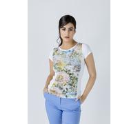 Weißes kurzärmeliges Top mit Blumendruck EU 40 / UK 12