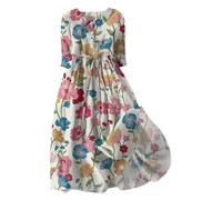Weißes Sommerkleid Sale Sommerkleid Damen Freizeit Lockere Strandkleid Damen Sommer Casual Mode Floral Gedruckt Sommerkleid Damen Lang Maxikleid Damen Sommer Abendkleider Sale Angebote White Dress