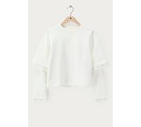 Weißes Sweatshirt mit doppelten Ärmeln und Spitze | My Jewellery XS Off white