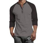 Weisses T ShirtHerren Locker Lässig Laufshirt Name It Langarmshirt Jungen 3/4 Ärmel Muskelshirts Wandershirt Atmungsaktiv Sportshirt Mode Shirt Sommer (3-Gray,L)