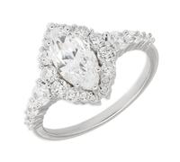 Weißgold 14 Karat Echte Eheringe mit Marquise Moissanit, Klassiker Au585 Gold Partnerringe Gr.58 (18.5)