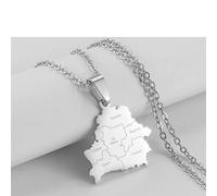 Weißrussland Karte Anhänger Halsketten - Ethnisches Muster Flagge Region Weißrussland Karten Pullover Kette Charm Hip Hop Trendy Schmuck für Damen Herren Schlüsselbeinkette Halsketten,S