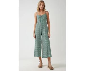 Weit geschnittener, floraler, gestrickter Jumpsuit mit V-Ausschnitt L