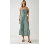 Weit geschnittener, floraler, gestrickter Jumpsuit mit V-Ausschnitt S