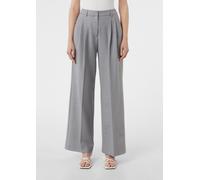 Weite Bundfaltenhose aus fließendem Flanell grau 42