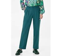 Chinohose GOLDNER "Elegante Stoffhose mit Bügelfalten", Damen, Gr. 42, N-Gr, grün (dunkelgrün), Obermaterial: 64% Polyester PES. 32% Viskose CV. 4% Elasthan EL., gerade, Hosen Chinohose, Mit Bund- und