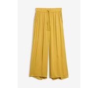 Marlene-Hose BONPRIX "Marlenehose aus fließender Viskose", Damen, Gr. 46, N-Gr, gelb (dunkelgelb), Obermaterial: 100% Viskose, loose fit, Hosen Marlene-Hose, aus Viskose, lockere Passform, mit Bindeba
