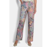Stoffhose GOLDNER "Kurzgröße Weite Hose VERA aus Viskose-Satin", Damen, Gr. 22, K-Gr, rosa (salbei, rosé, gemustert), Obermaterial: 100% Viskose CV., Hosen Stoffhose (21165504-22) salbei, rosé, gemust