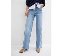 Weite Jeans BONPRIX, Damen, Gr. 42, K-Gr, blau (eisblau denim used), Denim/Jeans, Obermaterial: 99% Baumwolle, 1% Elasthan, loose fit, Jeans, Loose Fit, High Waist, mit Elasthan, aus leichter Baumwoll