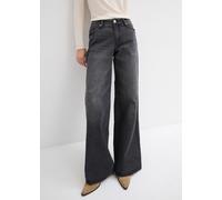 Weite Jeans BONPRIX, Damen, Gr. 46, K-Gr, schwarz denim used (kurzgröße), Denim/Jeans, Obermaterial: 99% Baumwolle, 1% Elasthan, loose fit, Jeans, mittlere Bundhöhe, aus festem Baumwoll-Denim, mit Zip