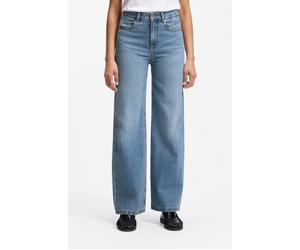 Weite Jeans BOSS ORANGE "MARLENE HR 12.0 Premium Damenmode", Damen, Gr. 32, Länge 32, blau (light, pastel blau 452), Denim/Jeans, Obermaterial: 91% Baumwolle, 9% Hanf, weit lang, Jeans, mit hohem Bund