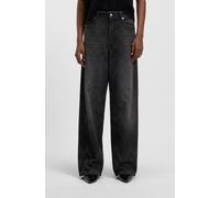 Weite Jeans BOSS ORANGE "Slouchy Premium Damenmode", Damen, Gr. 31, Länge 30, schwarz 002, Denim/Jeans, Obermaterial: 100% Baumwolle, unifarben, weit lang, Jeans, Wide-Leg-Fit, Mid Rise, Glitzerdetail