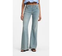 Weite Jeans BOSS ORANGE "SOFT BOOTCUT 2.0 Premium Damenmode", Damen, Gr. 32, Länge 32, blau (medium blau 420), Denim/Jeans, Obermaterial: 86% Baumwolle, 13% Hanf, 1% Elasthan, unifarben, weit lang, Je