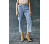 Weite Jeans BUFFALO "aus weichem Baumwoll-Denim", Damen, Gr. 38, N-Gr, blau (light, blau, washed), Denim/Jeans, Obermaterial: 98% Baumwolle, 2% Elasthan, figurumspielend 7/8-Länge, Jeans 5-Pocket-Jean