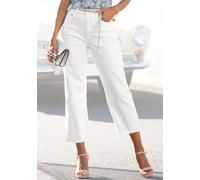 Weite Jeans BUFFALO, Damen, Gr. 44, N-Gr, weiß, Denim/Jeans, Obermaterial: 98% Baumwolle, 2% Elasthan, unifarben, figurumspielend 7/8-Länge, Jeans 5-Pocket-Jeans, mit leicht ausgefranstem Beinabschlus