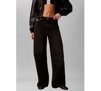 Weite Jeans CALVIN KLEIN JEANS, Damen, Gr. 27, Länge 32, evening schwarz, Denim/Jeans, Obermaterial: 100% Baumwolle, unifarben, relaxed fit normal, Jeans, Wide-leg-Passform (69652750-27) evening schwa
