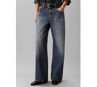 Weite Jeans CALVIN KLEIN JEANS "THE WIDE LEG", Damen, Gr. 32, Länge 31, blau (aged sapphire), Denim/Jeans, Obermaterial: 100% Baumwolle, unifarben, regular fit lang, Jeans, Regular fit mit ausgestellt