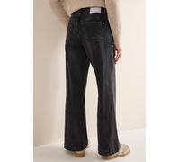 Weite Jeans CECIL, Damen, Gr. 26, Länge 30, dunkelgrau washed, Denim/Jeans, Obermaterial: 81% Baumwolle, 17% Polyester, 2% Elasthan, unifarben, loose fit lang, Jeans Weite Jeans, im Loose Fit und 5-Po