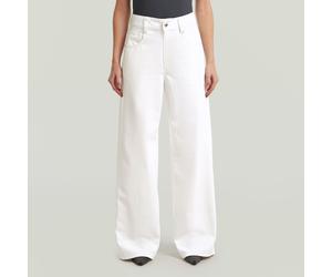 Weite Jeans G-STAR "Jeans Judee Straight", Damen, Gr. 32, Länge 30, weiß (ecru), Denim/Jeans, Obermaterial: 100% Baumwolle, straight fit normal, Jeans (64375444-32) ecru