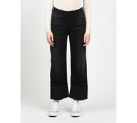 Weite Jeans GANG "94JETTE CULOTTE", Damen, Gr. 32, N-Gr, schwarz (worn schwarz), Denim/Jeans, Obermaterial: 90% Baumwolle, 6% Polyester, 4% Elasthan, Jeans, mit hochgeschlagenem, ausgefranstem Saum, W