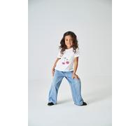 Weite Jeans KIDS ONLY "KMGCOMET SMILEY WIDE DNM NOOS", Mädchen, Gr. 98, N-Gr, light blau denim, Denim/Jeans, Obermaterial: 100% Baumwolle, unifarben, weit normal, Jeans (45019751-98) light blau denim